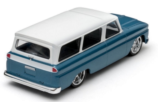 Изображение GREENLIGHT 1/43 CHEVROLET Suburban 1966 blue/white roof