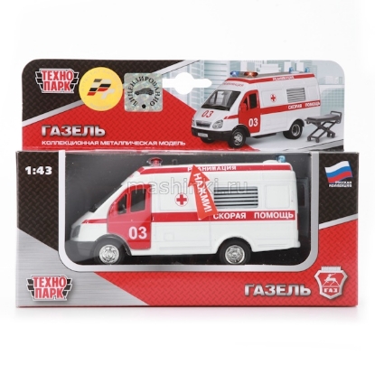 Изображение ТЕХНОПАРК 1/43 ГАЗЕЛЬ-2705 Скорая помощь Реанимация 13 см (свет, звук) белый