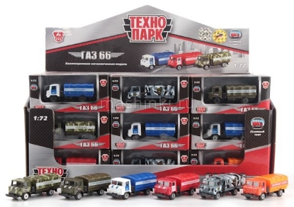 Изображение ТЕХНОПАРК 1/72 ГАЗ-66 съемный тент металл. 7,5 см в ассорт.