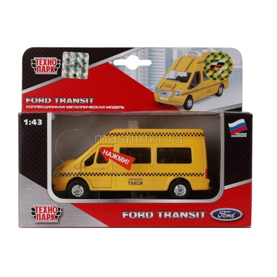 Изображение ТЕХНОПАРК 1/43 FORD Transit маршрутное такси инерц. (свет, звук)