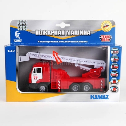 Изображение ТЕХНОПАРК 1/43 КАМАЗ пожарный (свет, звук) инерц.