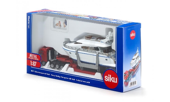 Изображение SIKU 1/87 MAN тягач красный + яхта, фигурки