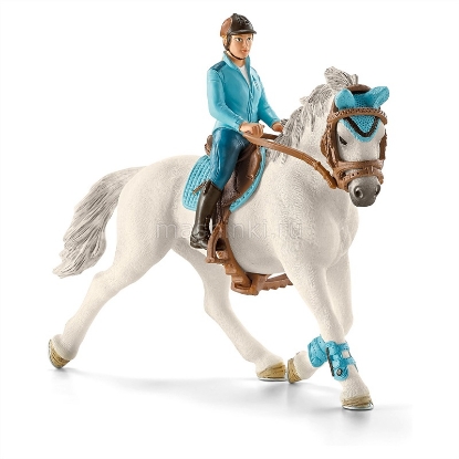 Изображение SCHLEICH Лошадь с наездницей в синем