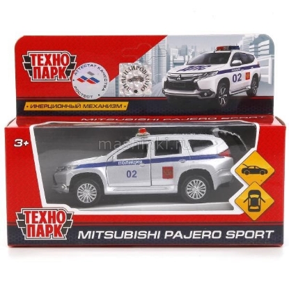 Изображение ТЕХНОПАРК MITSUBISHI Pajero Sport Полиция 12 см серебристый