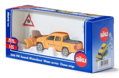 Изображение SIKU 1/55 VW Amarok Снегоуборочная машина с отвалом и знаками