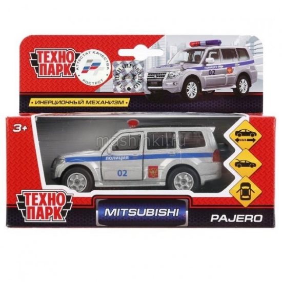 Изображение ТЕХНОПАРК MITSUBISHI Pajero Полиция 12 см серебристый