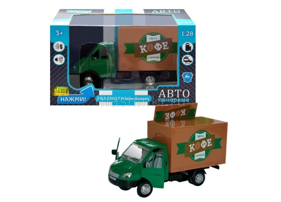 Изображение АВТОПАНОРАМА 1/28 ГАЗ-3302 ГАЗЕЛЬ-бизнес Кофе (свет, звук) зеленый