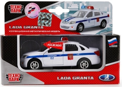 Изображение ТЕХНОПАРК 1/32 LADA Granta седан Полиция (свет, звук) белый