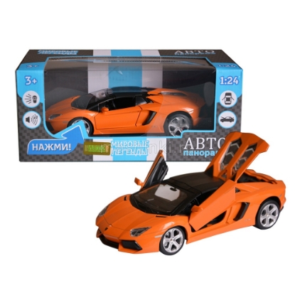 Изображение АВТОПАНОРАМА 1/24 LAMBORGHINI Aventador Roadster (свет, звук) оранж