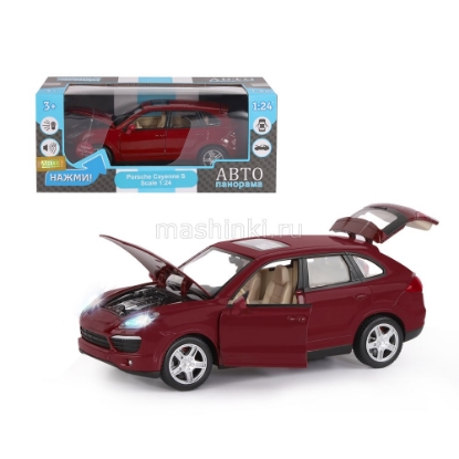 Изображение АВТОПАНОРАМА 1/24 PORSCHE Cayenne S (свет, звук) бордовый