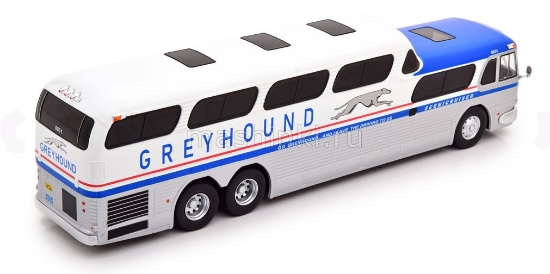 Изображение IXO 1/43 GMC Scenicruiser Greyhound автобус 1956 white/silver