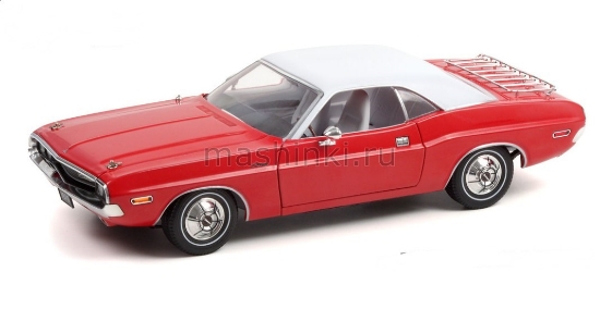 Изображение GREENLIGHT 1/18 DODGE Challenger The Challenger Deputy 1970 bright red/white roof