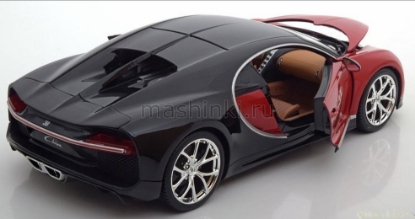 Изображение BBURAGO 1/18 BUGATTI Chiron black-red/черно-красный