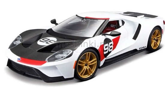 Изображение MAISTO 1/18 FORD GT Heritage №98 2021 white/белый