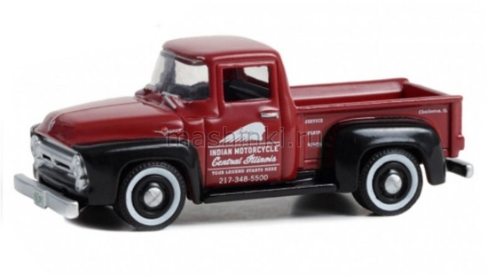 Изображение GREENLIGHT 1/64 FORD F-100 Indian Motorcycle Service 1956 red/black