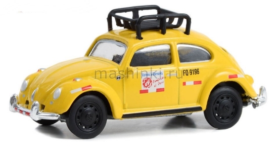 Изображение GREENLIGHT 1/64 VW Beetle багажник (такси Лимы Перу) 1980 yellow