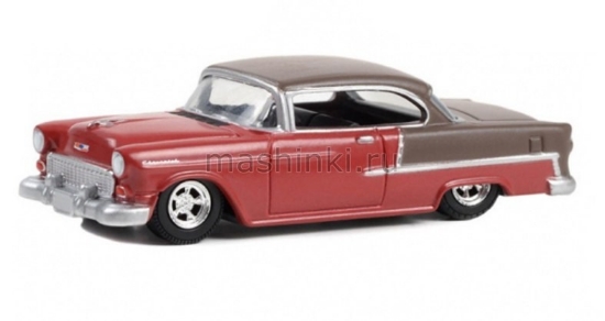 Изображение GREENLIGHT 1/64 CHEVROLET Bel Air 1955 ruby red/matte bronze