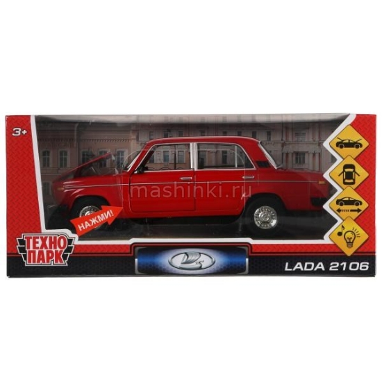 Изображение ТЕХНОПАРК 1/24 ВАЗ-2106 LADA 18,5 см (свет, звук) красный