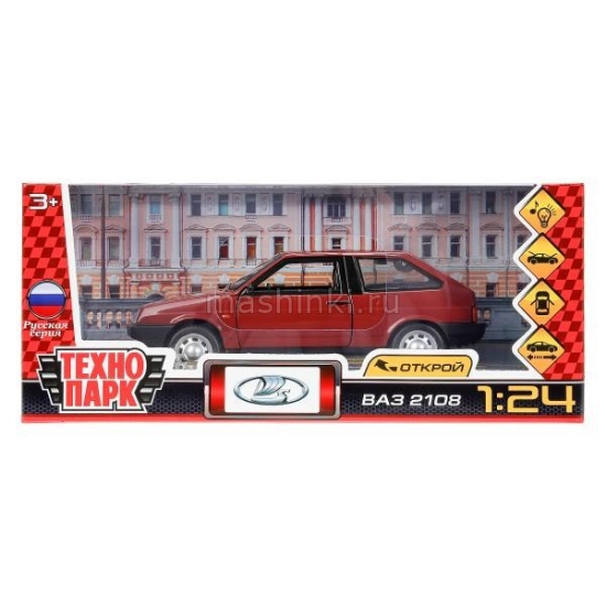 Изображение ТЕХНОПАРК 1/24 ВАЗ-2108 LADA 17 см (свет, звук) бордовый