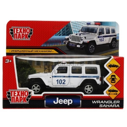 Изображение ТЕХНОПАРК JEEP Wrangler Sahara Полиция 12 см белый