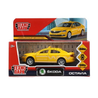 Изображение ТЕХНОПАРК SKODA Octavia такси 12 см желтый