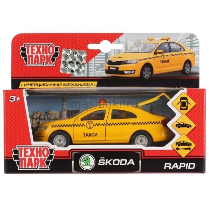 Изображение ТЕХНОПАРК SKODA Rapid такси 12 см желтый