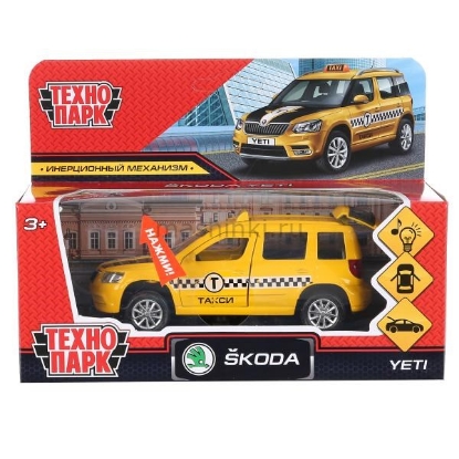 Изображение ТЕХНОПАРК SKODA Yeti такси 12 см (свет, звук) желтый