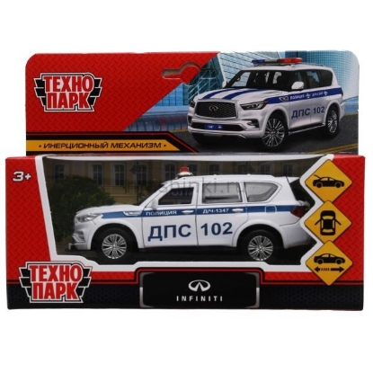 Изображение ТЕХНОПАРК INFINITI QX80 Полиция 12,5 см белый