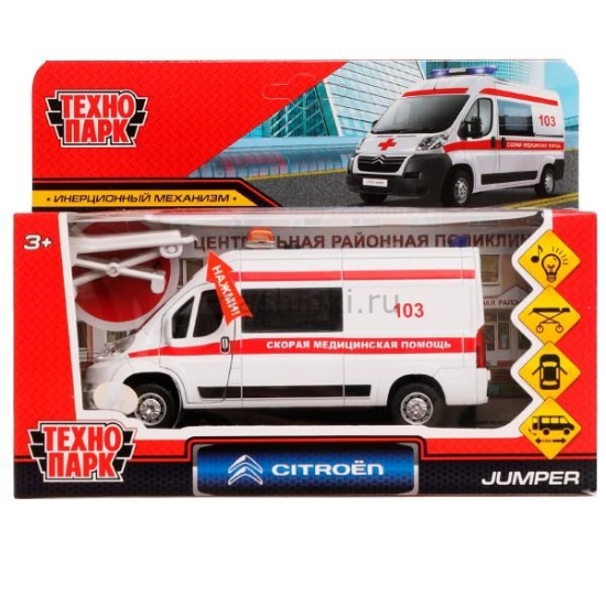 Изображение ТЕХНОПАРК CITROEN Jumper Скорая 14 см (свет, звук) белый