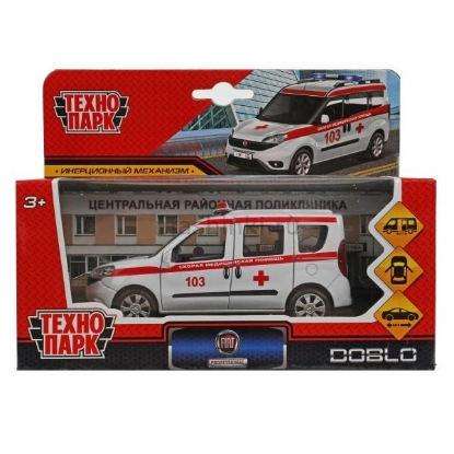 Изображение ТЕХНОПАРК FIAT Doblo Скорая помощь 12 см белый