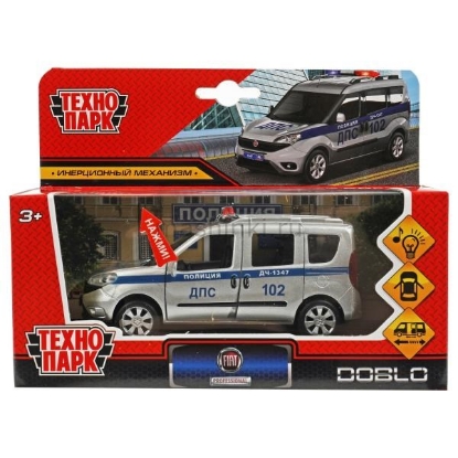 Изображение ТЕХНОПАРК FIAT Doblo Полиция 12 см (свет, звук) серебристый