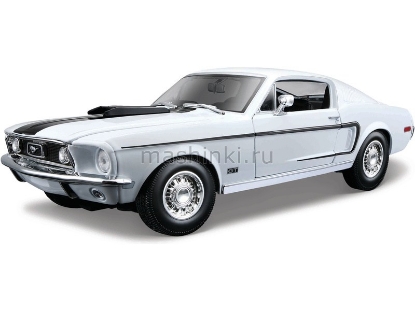 Изображение MAISTO 1/18 FORD Mustang GT Cobra Jet FB 1968 white/белый