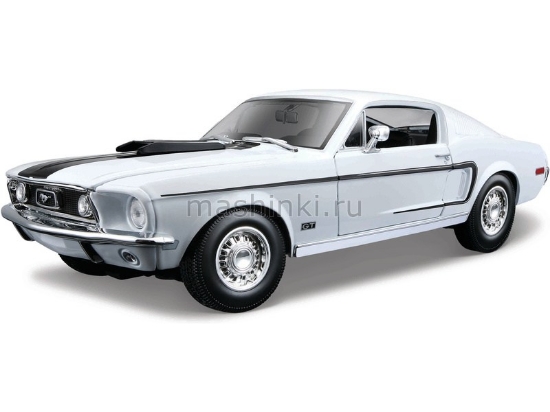 Изображение MAISTO 1/18 FORD Mustang GT Cobra Jet FB 1968 white/белый