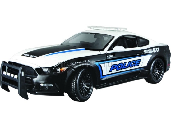 Изображение MAISTO 1/18 FORD Mustang GT Полиция 2015 black/white/черно-белый