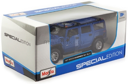 Изображение MAISTO 1/24 HUMMER H2 Suv 2003 met blue/синий