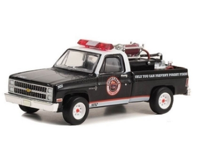 Изображение GREENLIGHT 1/64 CHEVROLET C20 Custom Deluxe с пожарным оборудованием Only You Can Prevent Forest Fires 1982 black/white