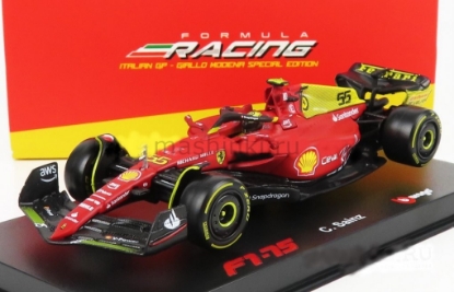 Изображение BBURAGO 1/43 FERRARI F1-75 №55 Scuderia Ferrari Monza GP Italy фигурка пилота C.Sainz Formula 1 2022