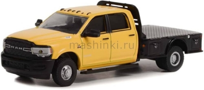 Изображение GREENLIGHT 1/64 RAM 3500 Tradesman Dually Flatbed construction 2020 yellow
