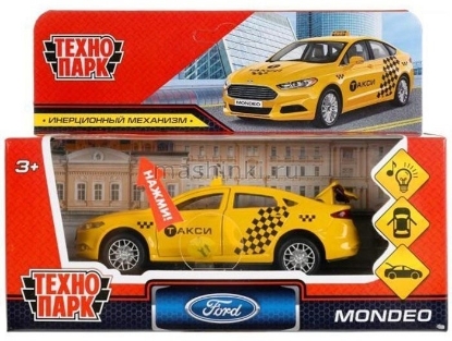 Изображение ТЕХНОПАРК FORD Mondeo такси 12 см (свет, звук) желтый