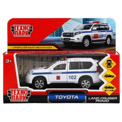 Изображение ТЕХНОПАРК TOYOTA Land Cruiser Prado Полиция 12 см белый