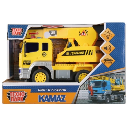 Изображение ТЕХНОПАРК КАМАЗ автокран пластм. 17 см (свет, звук) откр. коробка