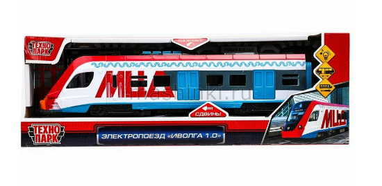 Изображение ТЕХНОПАРК Электропоезд ИВОЛГА 1,0 МЦД 30 см (свет, звук, 4 кнопки) пластм. сине-бело-красный откр. коробка