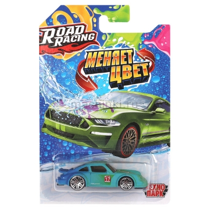 Изображение ТЕХНОПАРК Супермашинка меняет цвет ROAD RACING 7,5 см в ассорт. (русиф, пластм. днище)
