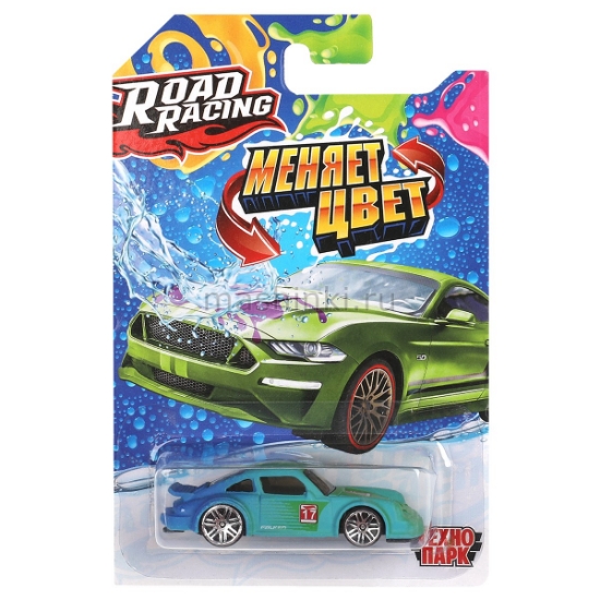 Изображение ТЕХНОПАРК Супермашинка меняет цвет ROAD RACING 7,5 см в ассорт. (русиф, пластм. днище)