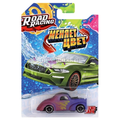 Изображение ТЕХНОПАРК Супермашинка меняет цвет ROAD RACING 7,5 см в ассорт. (русиф, пластм. днище)