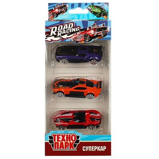 Изображение ТЕХНОПАРК Суперкары набор 3 шт ROAD RACING 7,5 см
