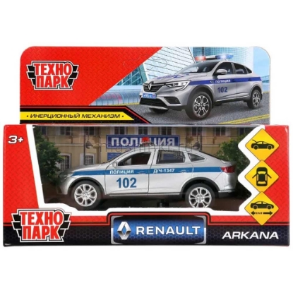 Изображение ТЕХНОПАРК RENAULT Arkana Полиция 12 см серебристый