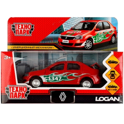 Изображение ТЕХНОПАРК RENAULT Logan Доставка 12 см красный с наклейками