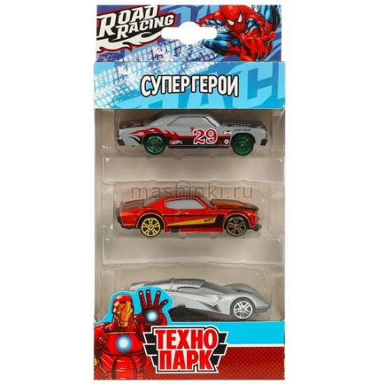 Изображение ТЕХНОПАРК Набор 3 шт ROAD RACING супергерои 7,5 см в ассорт.
