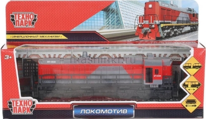 Изображение ТЕХНОПАРК Тепловоз маневровый 19 см откр. двери инерц. красный